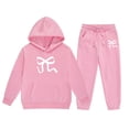 thumbnail image 4 of GDREDA Girls Sets 2 Piece Outfits Spring Children's Hoodie Set With Bow Print Pink,8-9Years, 4 of 4
