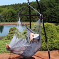 thumbnail image 4 of Sunnydaze Modern Boho Style Soft Spun Polyester Rope Hanging Caribbean XL Hammock Chair Swing - Gray, 4 of 9