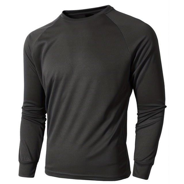 T-Shirts pour Hommes Ajustés Col Rond en Maille Base Décontractée Manches Longues Noir Automne Taille g