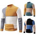 thumbnail image 1 of Xcmzpl Mens Mock Turtleneck Sweater Long Sleeve Casual Pullover Sweater Slim Fit Basic Knit Tee Color Block Fall Sweaters, 1 of 4
