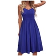 thumbnail image 2 of Drppepioner Femmes Grande Taille Femmes Mode Été Bord de Mer à Bretelles Sans Manches Col en V Couleur Unie Robe Décontractée, 2 of 4