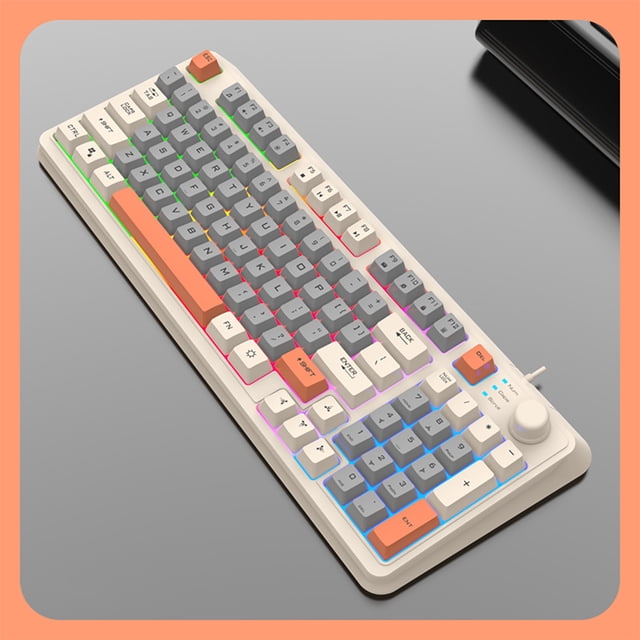 Birdeem Clavier de Touches de Jeu, Clavier de Jeu Mécanique, Clavier de Jeu 104 Touches Filaire Usb Clavier Rétroéclairé RVB Coloré Câble de Clavier Jeu Lumière Mixte Vert Clavier Mécanique, Clavier Mécanique de Jeu