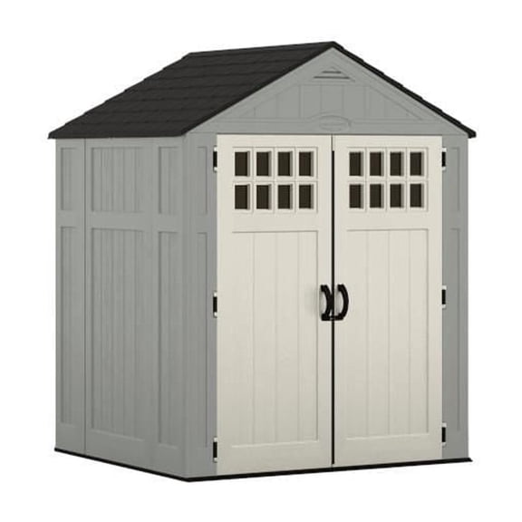Suncast Everett 6' x 5' Resin Storage Shed with Metal Reinforced Floor – Dove Gray