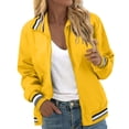 thumbnail image 1 of MIASHUI Women Bomber Jacket Lightweight Jacket Zip Up Coat Casual Bomber Jacket,Yellow,L, 1 of 5