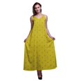 thumbnail image 1 of Bimba Rayon Block Printed Womens Long Dress Chic Bohemian Summer Maxi Beach Wear-Small, 1 of 5