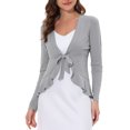 thumbnail image 1 of INSPIRE CHIC Women's Dressy Cardigan Sweaters Tie Front Draped Ruffle Knit Cardigans XL Light Gray, 1 of 7