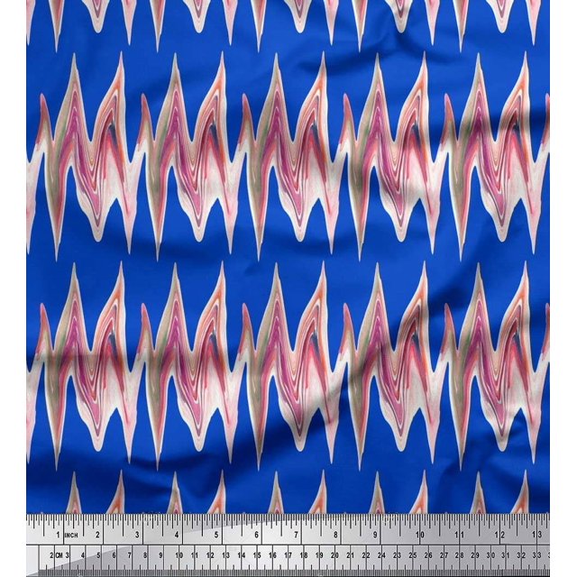 Soimoi Moss Georgette Fabric Zig Zag Abstract Print Fabric by the Yard 42 Inch Wide