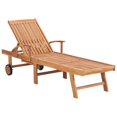 thumbnail image 1 of vidaXL Chaises Longues 2 Pcs avec Table et Coussin en Bois de Teck Massif, 1 of 6