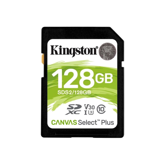 Kingston Canvas Select Plus - Flash memory card - 128 GB - Video Class V30 / UHS-I U3 / Class10 - SDXC UHS-I