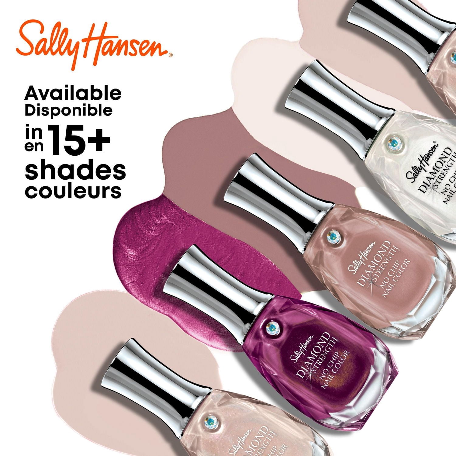 Sally Hansen Vernis à ongles Diamond Strength®, infusé de véritables microdiamants & platine, 10 jours de protection contre les cassures & fissures