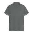thumbnail image 4 of Birdeem Mode Hommes Décontracté Coupe Ajustée Col Rabattu Couleur Unie Manches Courtes T-Shirt Hauts Blouse, 4 of 11