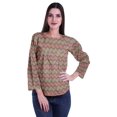 thumbnail image 2 of Moomaya Haut à Manches Longues Imprimé avec Patte de Boutonnage, Col Rond, Tunique d'Été Décontractée pour Femme, 2 of 5