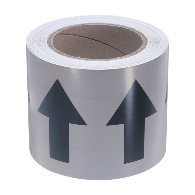 Unique Bargains Directional Flow Arrow Tape 4'x65', Adhesive Pipe Identification Marking Stickers, Black on Gray