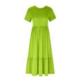 thumbnail image 5 of Penkiiy Robes Maxi pour Femmes 2024 Décontractées d'Été à Manches Courtes, Robe d'Été Ample Plissée à Étages Fluide de Plage avec Poches P Vert, 5 of 5
