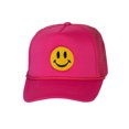 thumbnail image 1 of Gravity Threads Smile Face Embroidery Adjustable Trucker Hat - Smile - Hot Pink, 1 of 2