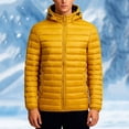 thumbnail image 2 of hoksml Men's Detachable Hood Puffer Jacket with Slash Pockets Solid Color Zip-Front Quilted Coat for Winter Warmth, 2 of 4