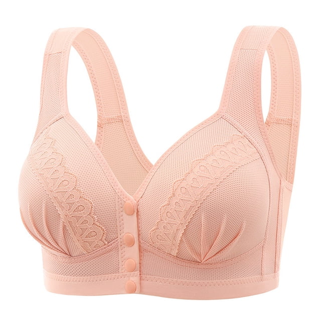 ManxiVoo Front Closure Wireless Bra for Women Full Coverage Comfortable Support Minimizer Bralette Non Padded Everyday Wear M Size Light Pink