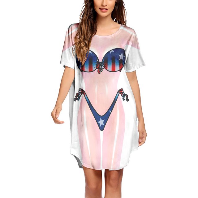 Robes pour Femmes 2024 Été Chemise de Bikini Oversize par-Dessus Manches Courtes Mignonne Imprimé de Bikini par-Dessus Robe T-Shirt Ample Porter Rabais de 50 % Liquidation!