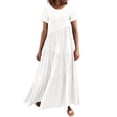 thumbnail image 1 of Robe à Manches Longues Femme Mode Estivale pour Femmes Robe Longue Ample Manches Courtes Col Rond Asymétrique à Étages Robe Longue de Plage Robe d'Été pour Femmes Robe d'Été Aguichant à Manches Longues, 1 of 5