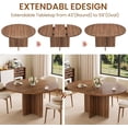 thumbnail image 3 of 43.3"-59" Extendable Dining Table for 4-8, Round to Oval Kitchen Table with Hidden Storage & Sturdy Cross Base, Modern Dinner Table for Dining Room Living Room, Removable Leaves, Walnut, 3 of 9