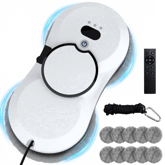 Robot de Nettoyage de Vitres avec Planification de Trajectoire IA, Aspiration 5600Pa et Jet d'Eau Automatique pour un Nettoyage du Verre Sûr et Sans Traces