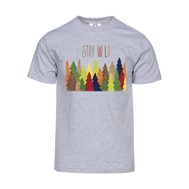 Gravity Trading Mens Stay Wild Forest Short-Sleeve T-Shirt - Heather Grey - Small