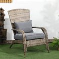 thumbnail image 2 of Outsunny Outdoor Adirondack Chair Rattan Fire Pit Chair with Cushion Grey, 2 of 10