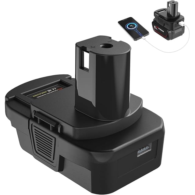 DM18RL Battery Adapter Converter with USB & Type-C Port for Use with R-yobi 18V Lithium Battery Tools, Converts De-Walt 20V Li-ion or Mil-Waukee 18V Li-ion Battery to R-yobi 18V Li-ion Battery