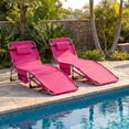 thumbnail image 4 of Costway 2 PCS Outdoor Folding Chaise 4-Position Lounge Chair with Adjustable Footrest Dark Pink, 4 of 8