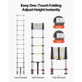 thumbnail image 4 of KFFKFF 12.5ft Telescoping Ladder, Aluminum Lightweight Multi-Purpose Collapsible Extension, One-Touch Retraction Ladder, Heavy Duty 330LBS Max Capacity, 4 of 9