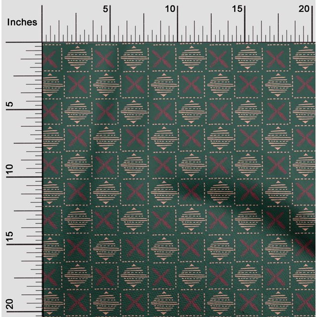 oneOone Silk Tabby Fabric Leaves & Geometric Block Fabric Prints By Yard 42 Inch Wide