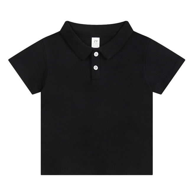 Plebaso T-Shirts en Coton pour Tout-Petits Garçons Filles, Col à Boutons, Hauts Tee, Chemises à Manches Courtes d'Uniforme Scolaire pour Enfants