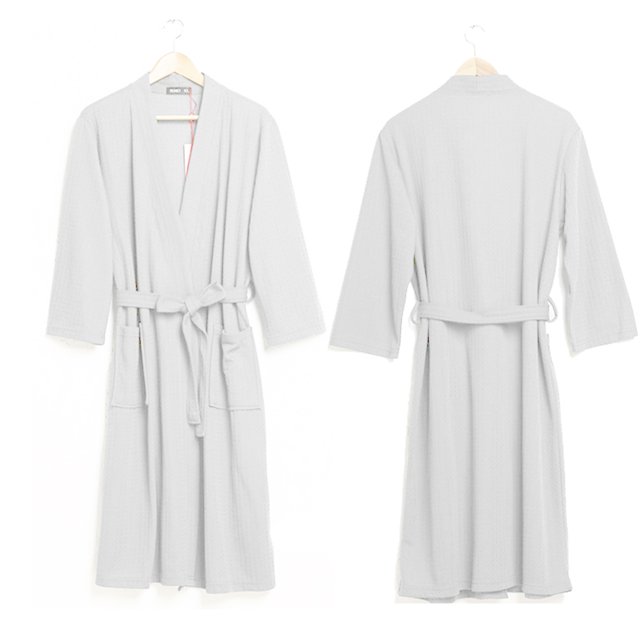 Women Water Absorption Bath Robe Solid Waffle Home Dress Nightgown Bathrobe Spa Home Dress Nightgown