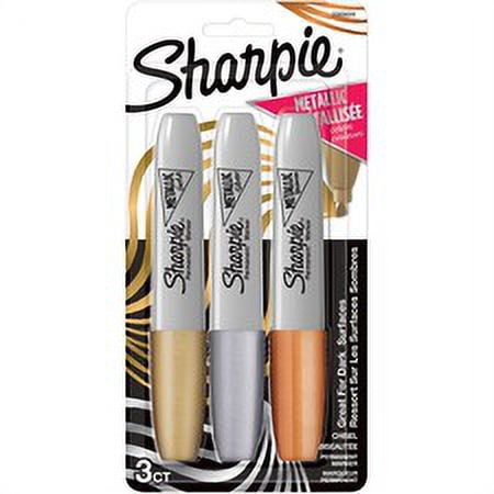 Sharpie Metallic Permanent Markers, Chisel Tip, Assorted Colors, 3 Count