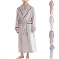 thumbnail image 1 of Horkkom Mens Robe Fleece Fuzzy with Pockets Bathrobe Winter Warm Soft Tie House Coat L, Gifts for Men, 1 of 9
