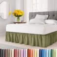thumbnail image 1 of Wrap Around Dust Ruffle Bed Skirt - Sage Green - for Twin Size Beds with 21 Inch Drop - Elastic Strap - Adjustable Pleated Bedskirt with Brushed Fabric and Wrinkle Free - for Women Men Kids & Teens, 1 of 5