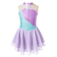 thumbnail image 4 of Oyolan Robe de Patinage Artistique Sans Manches à Paillettes en Maille Florale pour Filles Enfants Lavande 10, 4 of 7