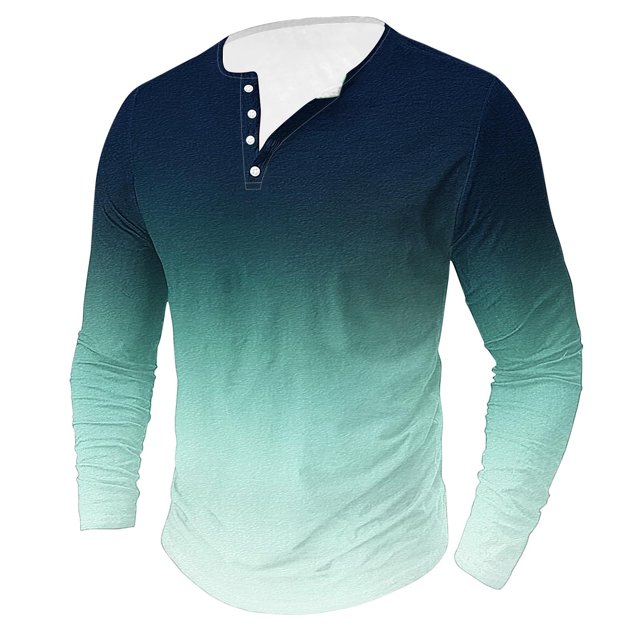 AherBiu Plus Size Mens Long Sleeve Shirts Stretch Athletic Button Shirt Lightweight Comfy Fall Gradient Sports Shirts
