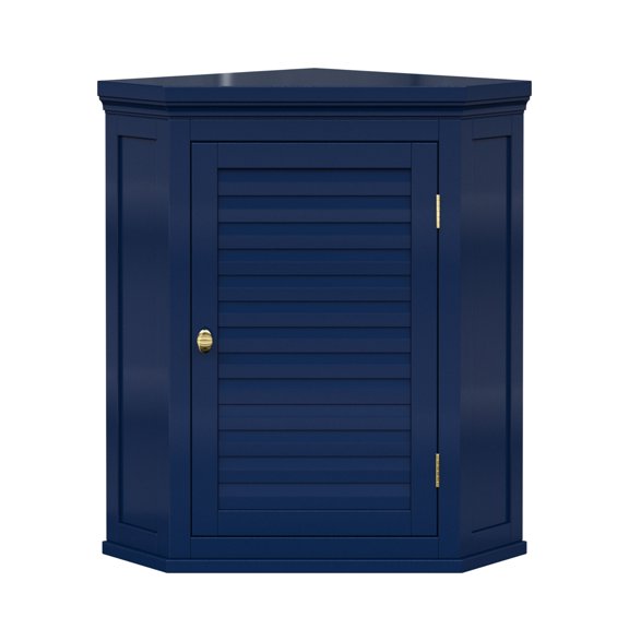 Teamson Home 24" Glancy One Shutter Door Removable Wooden Wall Cabinet Navy