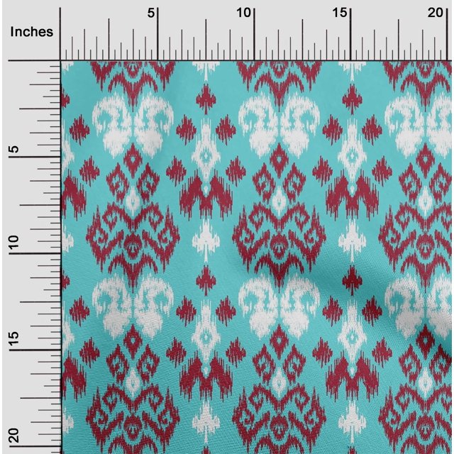 oneOone Cotton Poplin Fabric Paisley Ikat Print Sewing Fabric BTY 42 Inch Wide