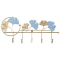 thumbnail image 2 of facefd Ins Light Luxury Hook Wall Hanging Coat Hook Kitchen Wrought Ginkgo Leaf Shape Key Holder Hook Rack Golden Light Blue A, 2 of 8