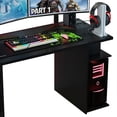 thumbnail image 5 of Madesa Large Modern Gaming Computer Desk 53 Inch with 5 Shelves Cable Management Student Study Wooden Table Home Office Gamer Desk for Kids and Adults - Black, 5 of 5
