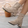 thumbnail image 1 of LSLJS Bottes à Cheville Hautes pour Femmes à Talon Épais et Bout Rond, Bottes Mi-Mollet pour Femmes, Cadeau pour Femmes, 1 of 7