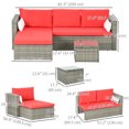 thumbnail image 3 of Outsunny Ensemble de Mobilier de Patio 3 Pcs, Ensemble de Canapé d'Extérieur en Rotin Osier, 3 of 10