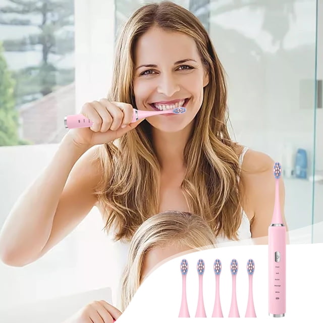 Portable Toothbrush Tooth-Brush For Adults With 5 Replacement Head Whitening Cleaning Electronic