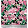 thumbnail image 1 of Soimoi Polyester Crepe Fabric Leaves,Rose & Parrot Bird Printed Fabric 1 Yard 52 Inch Wide, 1 of 3