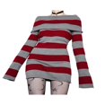 thumbnail image 2 of Robe à Manches Longues pour Femmes Épaules Dénudées Robe Pull à Rayures Color Block Ajustée Moulante Décontractée Mode Urbaine Noir m, 2 of 5
