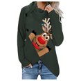 thumbnail image 1 of Chandail de Noël pour Femmes à Imprimé Graphique, Chandail en Molleton de Mode à Manches Longues, Blouse à Fermeture, Cardigan d'Hiver à Col Rond, Veste Mi-Longue, Chandail à Capuchon, Vêtement Doux, 1 of 4