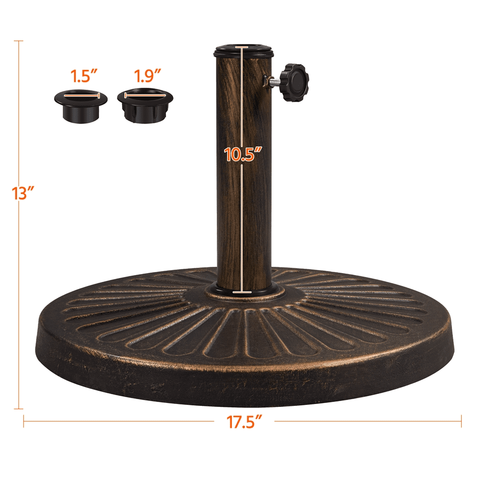 FullFurnique Pied de Parasol de Terrasse 10,1 kg, Résine Robuste Ronde, Bronze