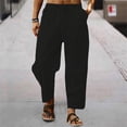 thumbnail image 2 of SHIXIAOO Men's Pocket Loose Low Waist Drawstring Linen Pants Casual Pants Jogging, 2 of 7